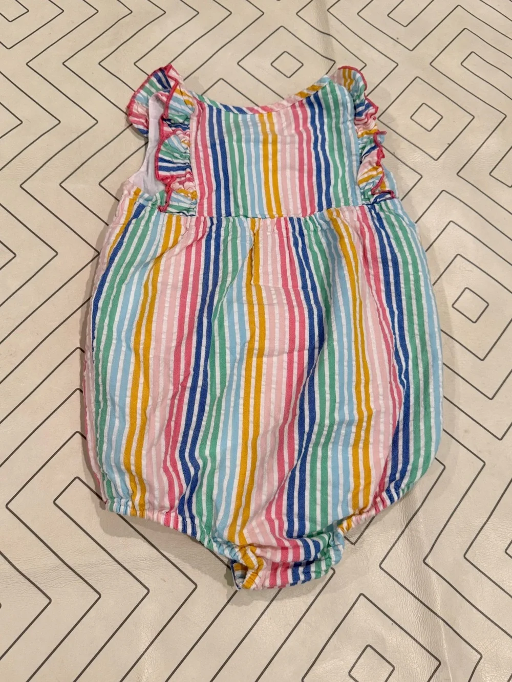Baby Boden Seersucker Multicolor Stripe Bubble Romper